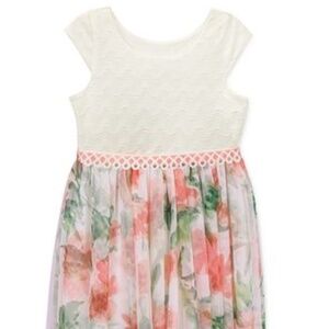 Jayne Copeland Girls' Knit-to-Floral Dress Size 12 NWT